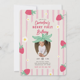 Berry First Birthday Party Invitation with Photo Inbjudningar