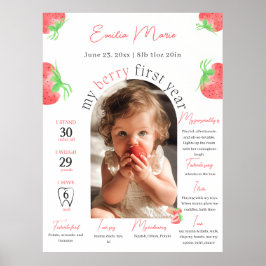 Berry First Birthday Photo Poster mall 1:a unge