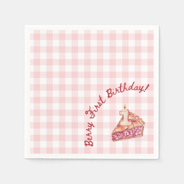 Berry First Birthday Picnic Thmet Napkin Pappersservett (Framsidan)