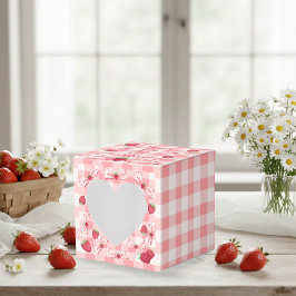 Berry First Birthday Red Gingham Bows Square Presentaskar