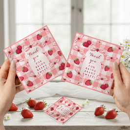 Berry First Birthday Red Gingham Strawberry Bows Pappersservett