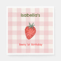 Berry First Birthday Rosa & Play Party Napkins
