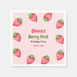 Berry First Birthday Strawberry 1:a födelsedag Pappersservett