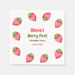 Berry First Birthday Strawberry 1:a födelsedag Pappersservett