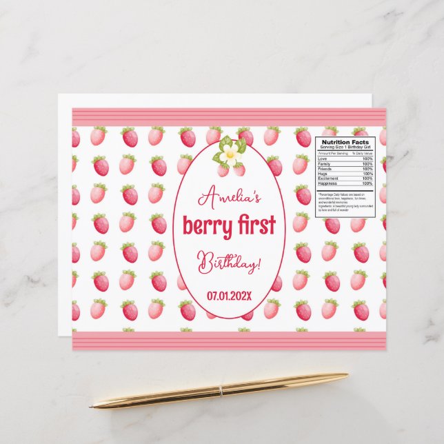 Berry First Birthday Strawberry Design (Fram/Back In Situ)