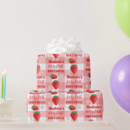 Berry First Birthday Strawberry Första Namn 1:a Presentpapper