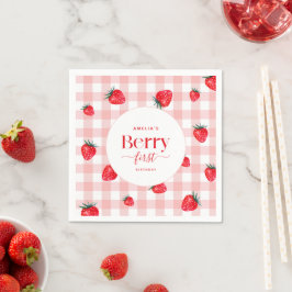 Berry First Birthday Strawberry Girl Pappersservett