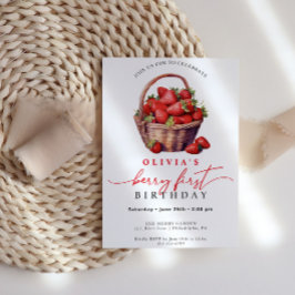 Berry First Birthday Strawberry Party bjudan Inbjudningar