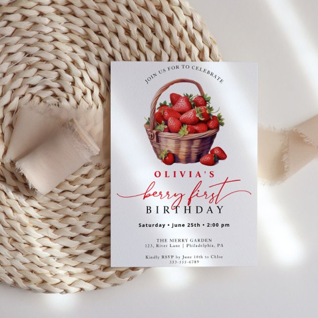 Berry First Birthday Strawberry Party bjudan Inbjudningar (Skapare uppladdad)