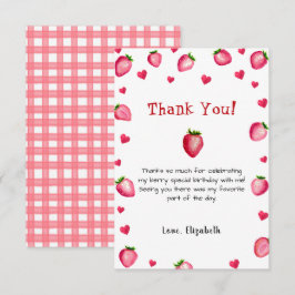 Berry First Birthday Strawberry Summer Gingham 1st Tack Kort