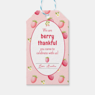 Berry First Birthday Strawberry Tack Favor Presentetikett