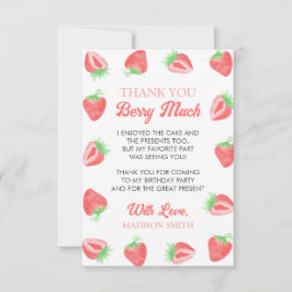 Berry First Birthday Strawberry Tack för ditt kort