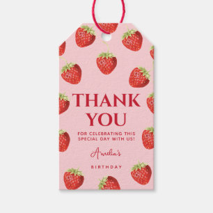 Berry First Birthday Strawberry Tack Presentetikett