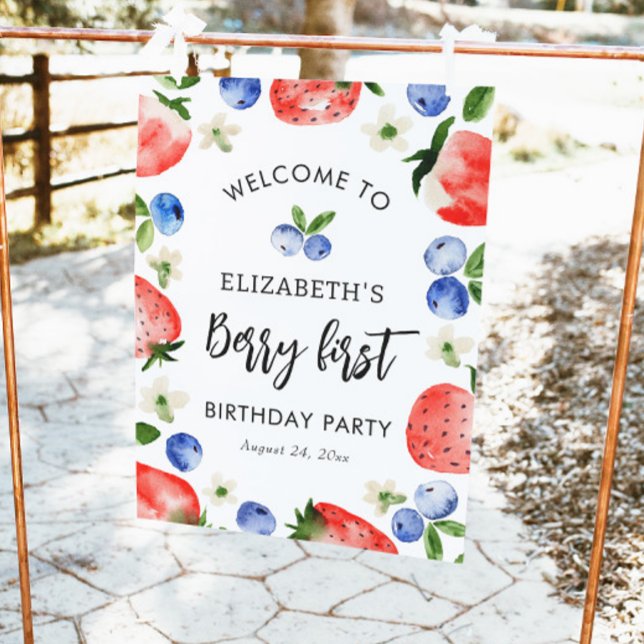 Berry First Birthday Strawberry Välkommen Poster (Skapare uppladdad)