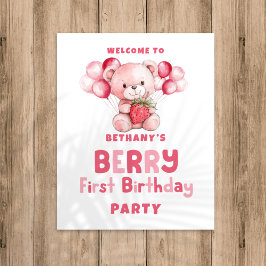 Berry First Birthday Strawberry Välkommen till par Poster