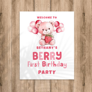 Berry First Birthday Strawberry Välkommen till par Poster