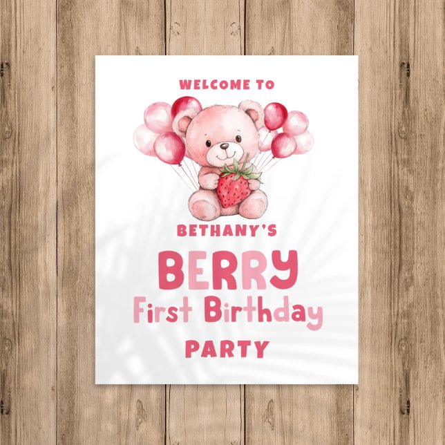 Berry First Birthday Strawberry Välkommen till par Poster (Skapare uppladdad)