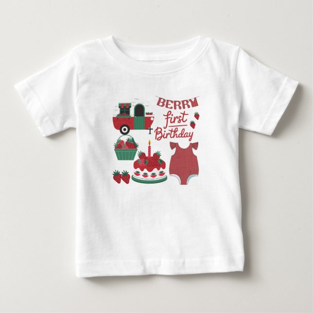 Berry First Birthday T-Shirt (Framsida)