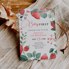 Berry First Blommigt 1:a födelsedagsinbjudan Inbjudningar