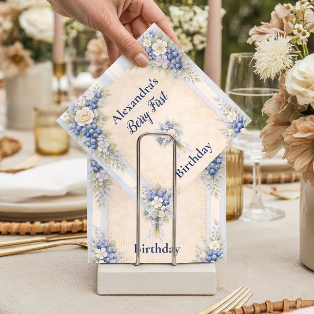 Berry First Blue Garden Party 1st Birthday Pappersservett (Skapare uppladdad)