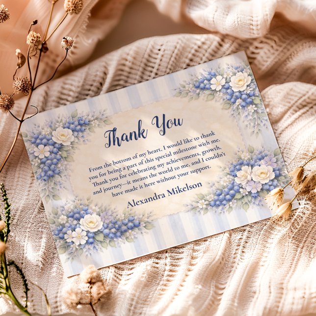 Berry First Blue Garden Party 1st Birthday Tack Kort (Skapare uppladdad)