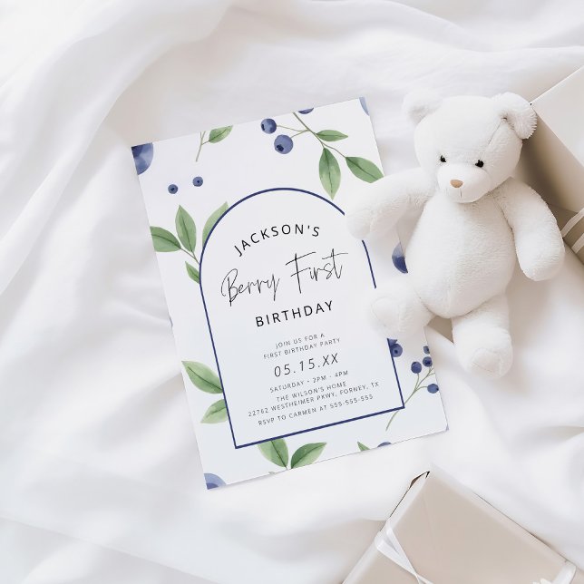 Berry First Blueberry 1:a födelsedagen Party Inbjudningar (Skapare uppladdad)