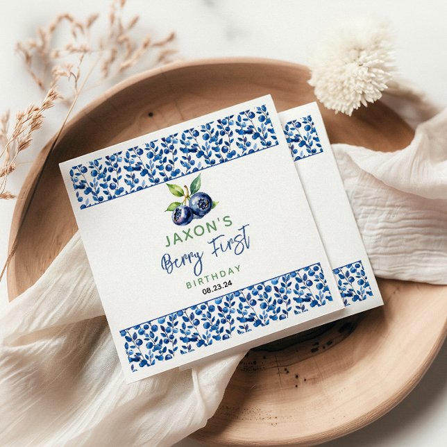 Berry First Blueberry 1:a födelsedagen Party Pappersservett (Skapare uppladdad)