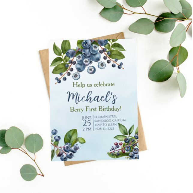 Berry First blueberry Sommardag Inbjudningar (Skapare uppladdad)