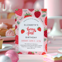 Berry First Cute 1:a födelsedag Jordgubbsfoto