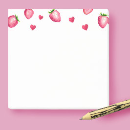 Berry First Födelsedagsfest Strawberry Hearts Post-it Block