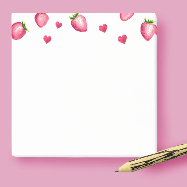 Berry First Födelsedagsfest Strawberry Hearts Post-it Block (Skapare uppladdad)