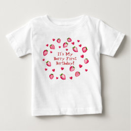 Berry First Födelsedagsfest Strawberry Hearts T Shirt