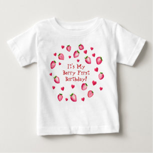 Berry First Födelsedagsfest Strawberry Hearts T Shirt