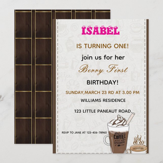 Berry First födelsedagsinbjudan Julkort (Fram/baksida)