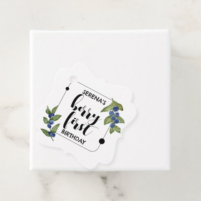 Berry First | Första födelsedag | Blåbär | Minimib Gåvor Etiketter (På plats)