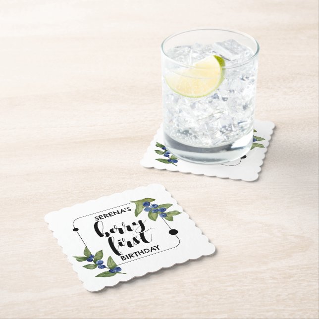 Berry First | Första födelsedag | Blåbär | Minimib Underlägg Papper (Insitu)