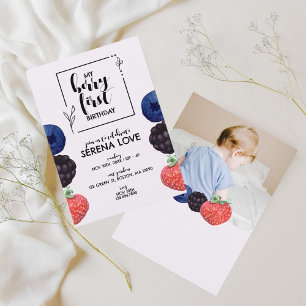 Berry First Första födelsedag Blandad berry Inbjudningar