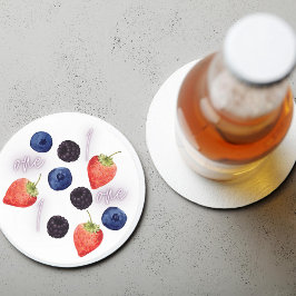 Berry First | Första födelsedag | Blandad berry | Underlägg Papper Rund