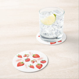 Berry First | Första födelsedag | Jordgubbar | MÖN Underlägg Papper Rund
