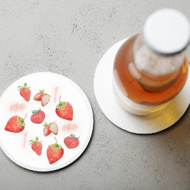 Berry First | Första födelsedag | Jordgubbar | MÖN Underlägg Papper Rund