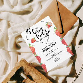 Berry First | Första födelsedag | Jordgubbar | Vit Inbjudningar