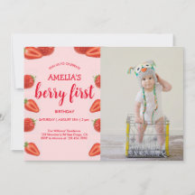 Berry First | Jordgubbsfoto 1:a födelsedag rosa