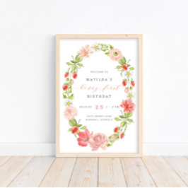 Berry First Strawberry 1:a födelsedag | Välkommen Poster