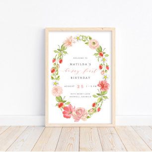 Berry First Strawberry 1:a födelsedag Välkommen Poster