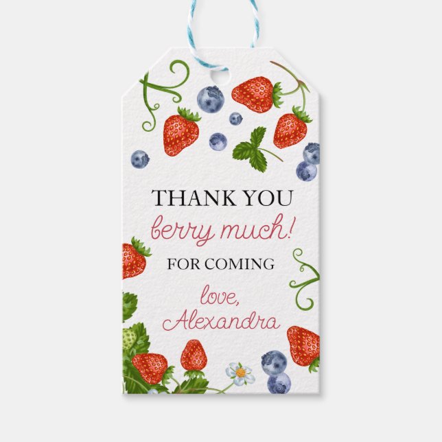Berry First Strawberry 1:a födelsedagspartiets för Presentetikett (Framsidan)