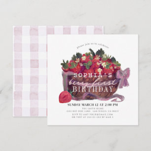 Berry First Strawberry Basket Girl 1:a födelsedage Inbjudningar