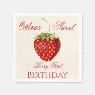 Berry First Strawberry Birthday Name Party Pappersservett