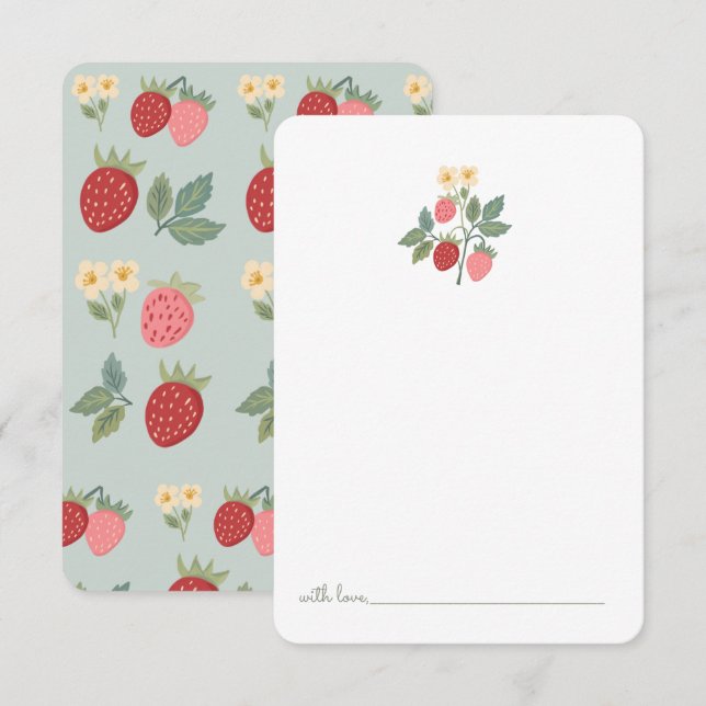 Berry First Strawberry Bouquet Birth Time Capsule Tack Kort (Fram/baksida)