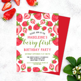 Berry First Strawberry Cute Anpassningsbar 1:a föd Inbjudningar