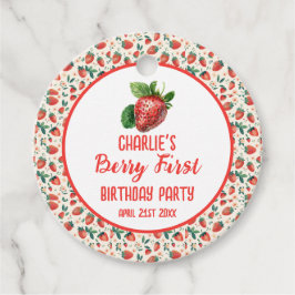 Berry First Strawberry Girl 1st Birthday Party Gåvor Etiketter
